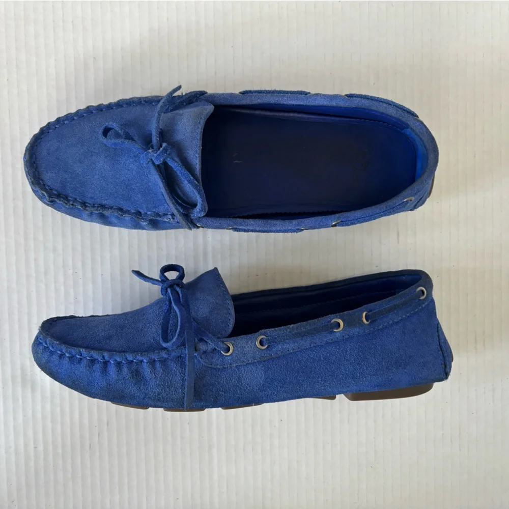 J. Crew Womens Driving Moccasins In Suede Brilliant Sapphire Loafers Size 8.5 - Picture 3 of 14